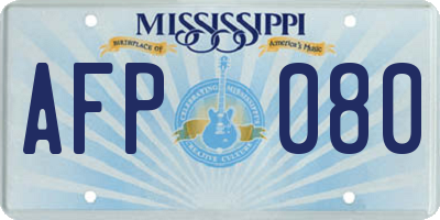 MS license plate AFP080