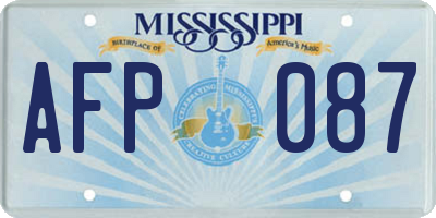 MS license plate AFP087