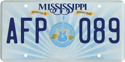 MS license plate AFP089
