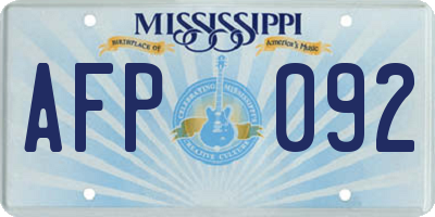 MS license plate AFP092