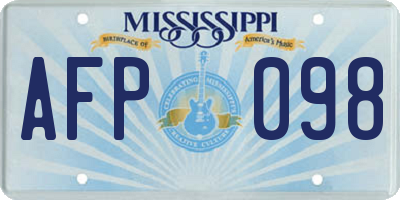 MS license plate AFP098
