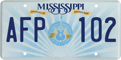 MS license plate AFP102