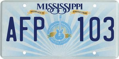 MS license plate AFP103