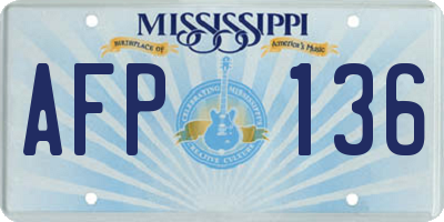MS license plate AFP136