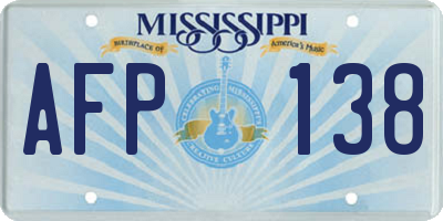 MS license plate AFP138