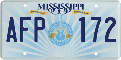 MS license plate AFP172