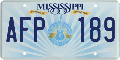 MS license plate AFP189