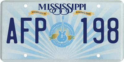 MS license plate AFP198