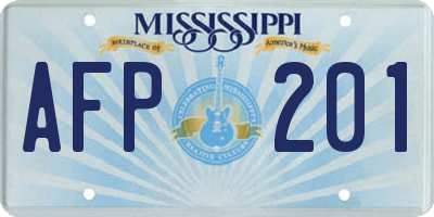 MS license plate AFP201