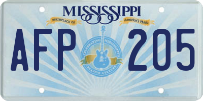 MS license plate AFP205
