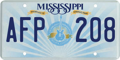 MS license plate AFP208