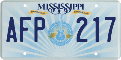 MS license plate AFP217