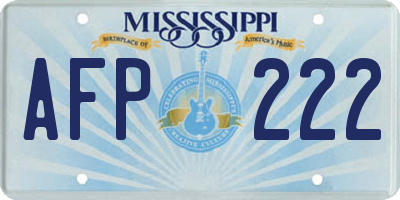 MS license plate AFP222