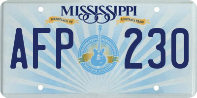 MS license plate AFP230
