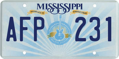 MS license plate AFP231