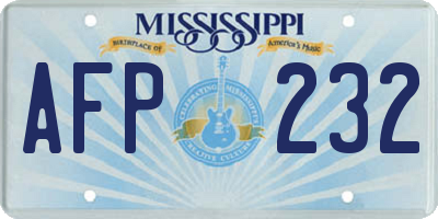 MS license plate AFP232