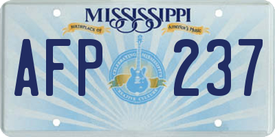 MS license plate AFP237