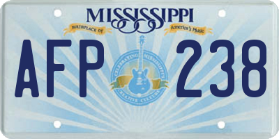 MS license plate AFP238