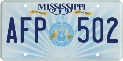 MS license plate AFP502