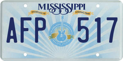 MS license plate AFP517
