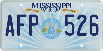 MS license plate AFP526