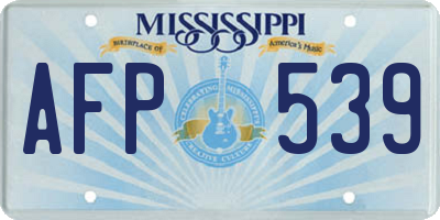 MS license plate AFP539