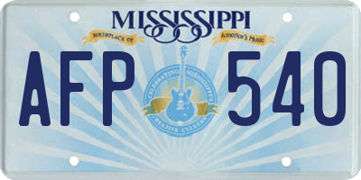 MS license plate AFP540
