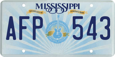 MS license plate AFP543