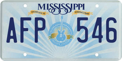 MS license plate AFP546