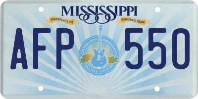 MS license plate AFP550