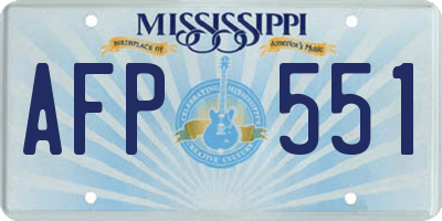 MS license plate AFP551