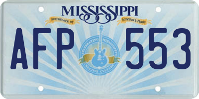 MS license plate AFP553