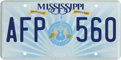 MS license plate AFP560