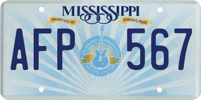 MS license plate AFP567