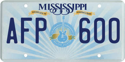 MS license plate AFP600