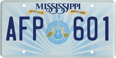 MS license plate AFP601