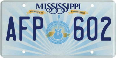 MS license plate AFP602