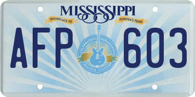 MS license plate AFP603