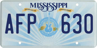 MS license plate AFP630