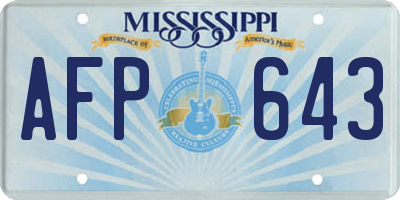 MS license plate AFP643