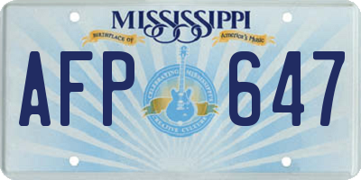 MS license plate AFP647