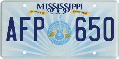 MS license plate AFP650