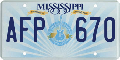 MS license plate AFP670