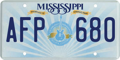 MS license plate AFP680