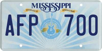 MS license plate AFP700