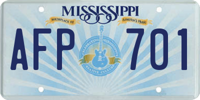MS license plate AFP701