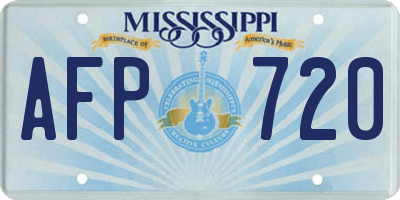 MS license plate AFP720