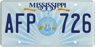 MS license plate AFP726