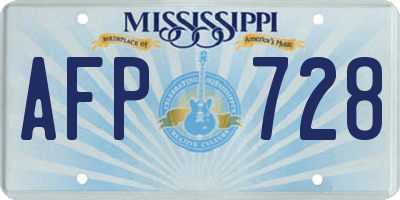 MS license plate AFP728