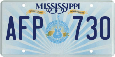 MS license plate AFP730